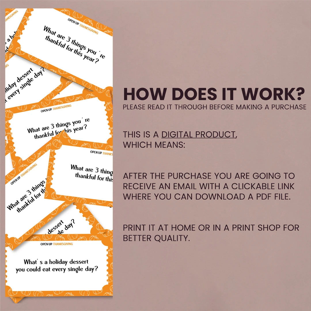 50 Thanksgiving conversation starters (Digital Download)